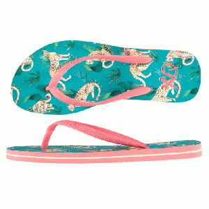 XQ Footwear - Flip Flops Teenslippers Dames panter turquoise/roze - maat 39